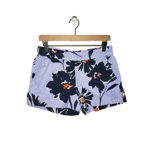 J. Crew Size 2 Floral Blue Pull On Elastic Waist Boardwalk Shorts with Pockets